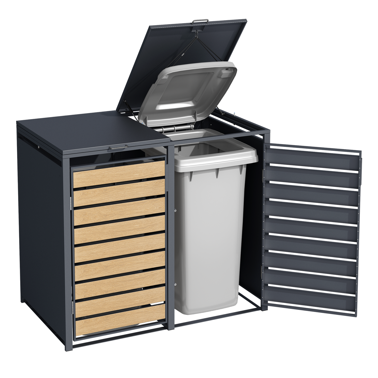 Double Wheelie Bin Store by Garden Guard - Premium Range Storage in Wood Effect
