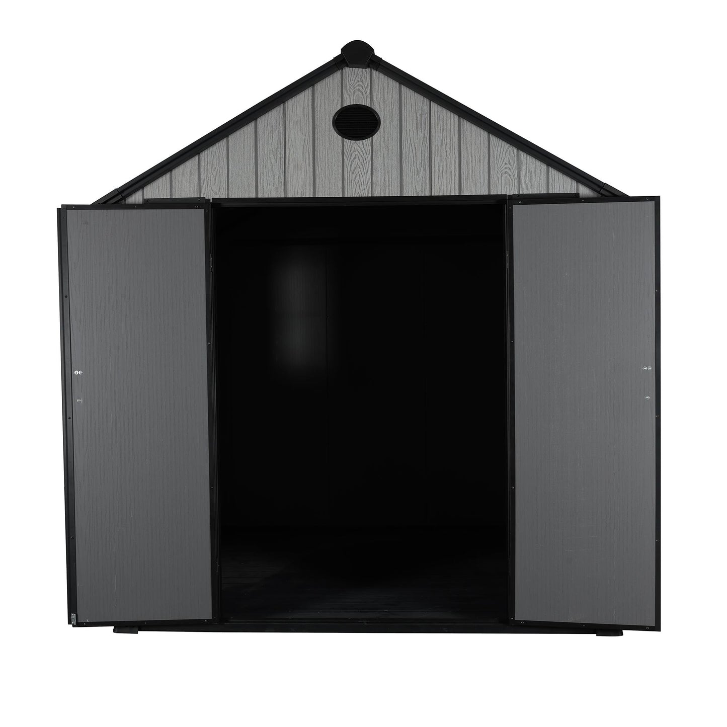 Pro Grade 6ft x 10ft Premium Plastic Double Door Garden Shed - Grey/Anthracite Wood Touch Texture