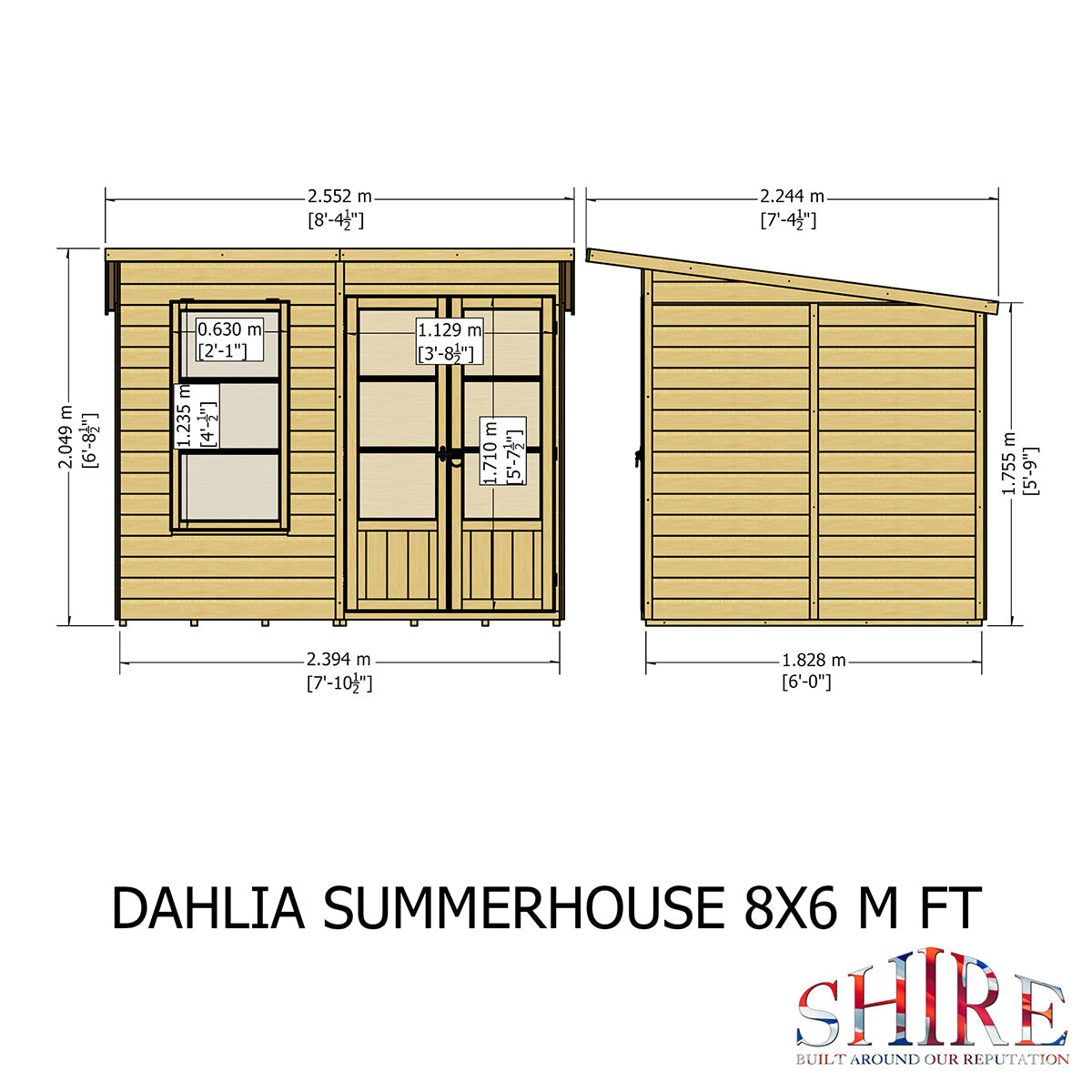 Shire Dahlia 8ft x 6ft Pent Summerhouse