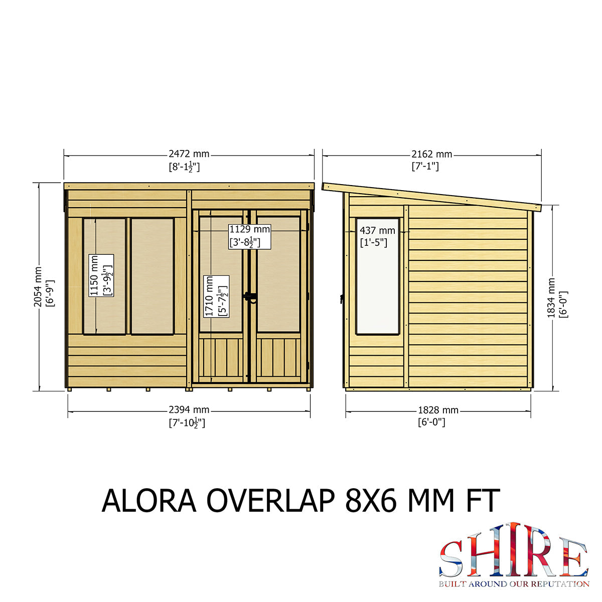 Shire Alora Overlap 8ft x 6ft Pent Sumerhouse