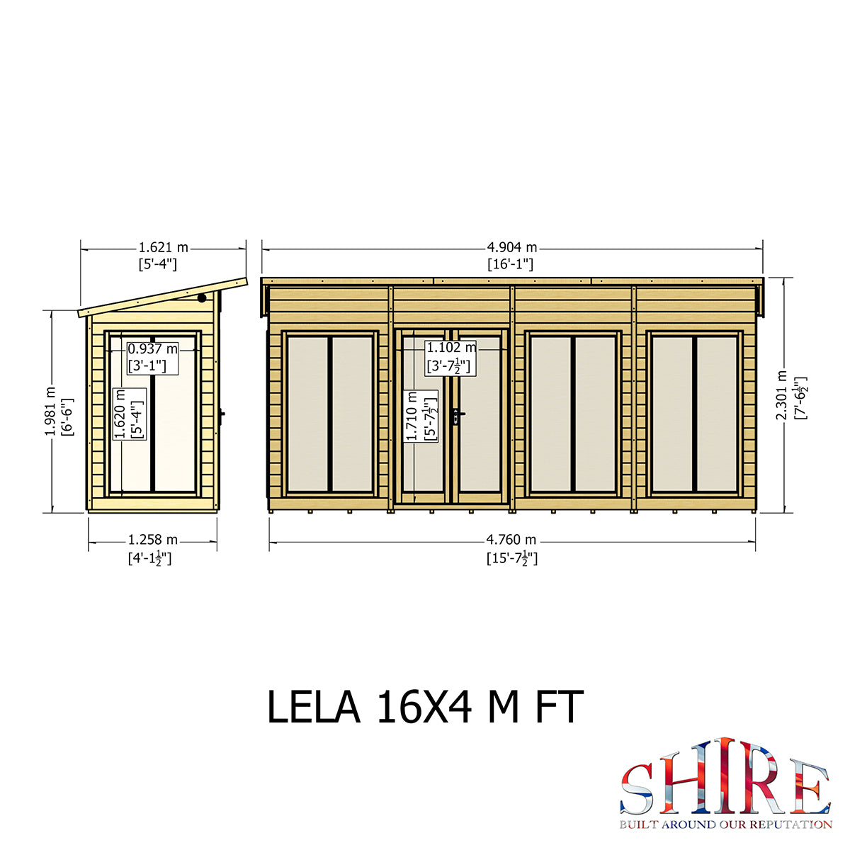 Shire Lela 16ft x 4ft Summerhouse