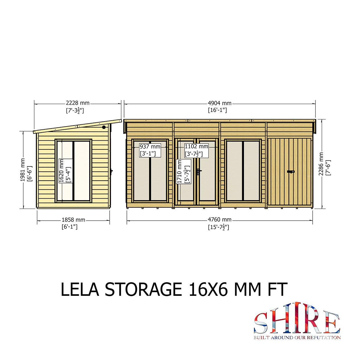 Shire Lela 16ft x 6ft Summerhouse with Storage