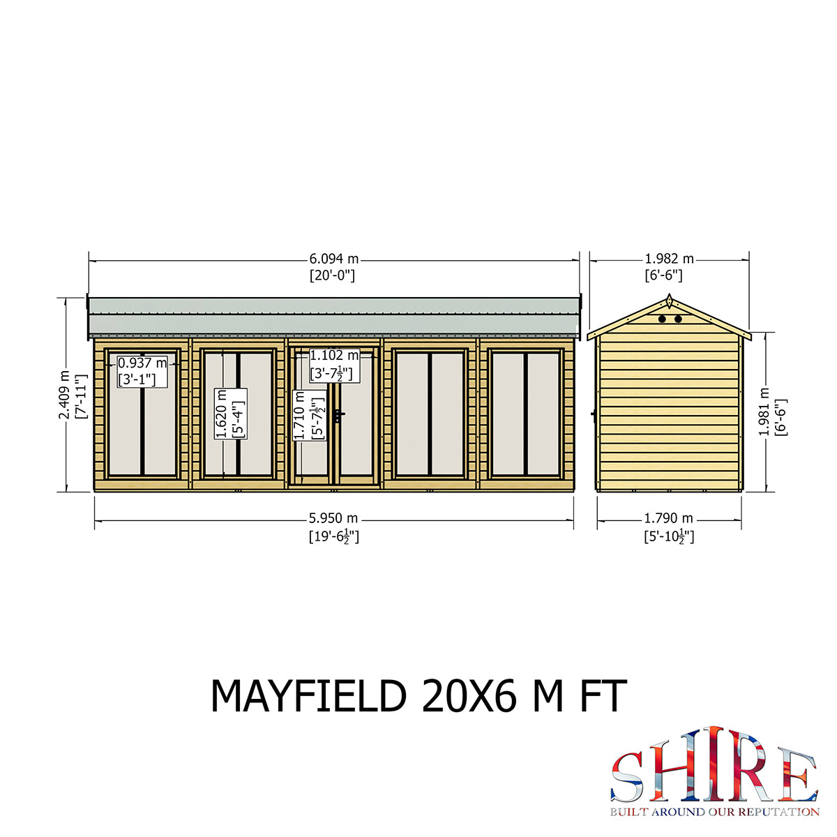 Shire Mayfield 20ft x 6ft Summerhouse