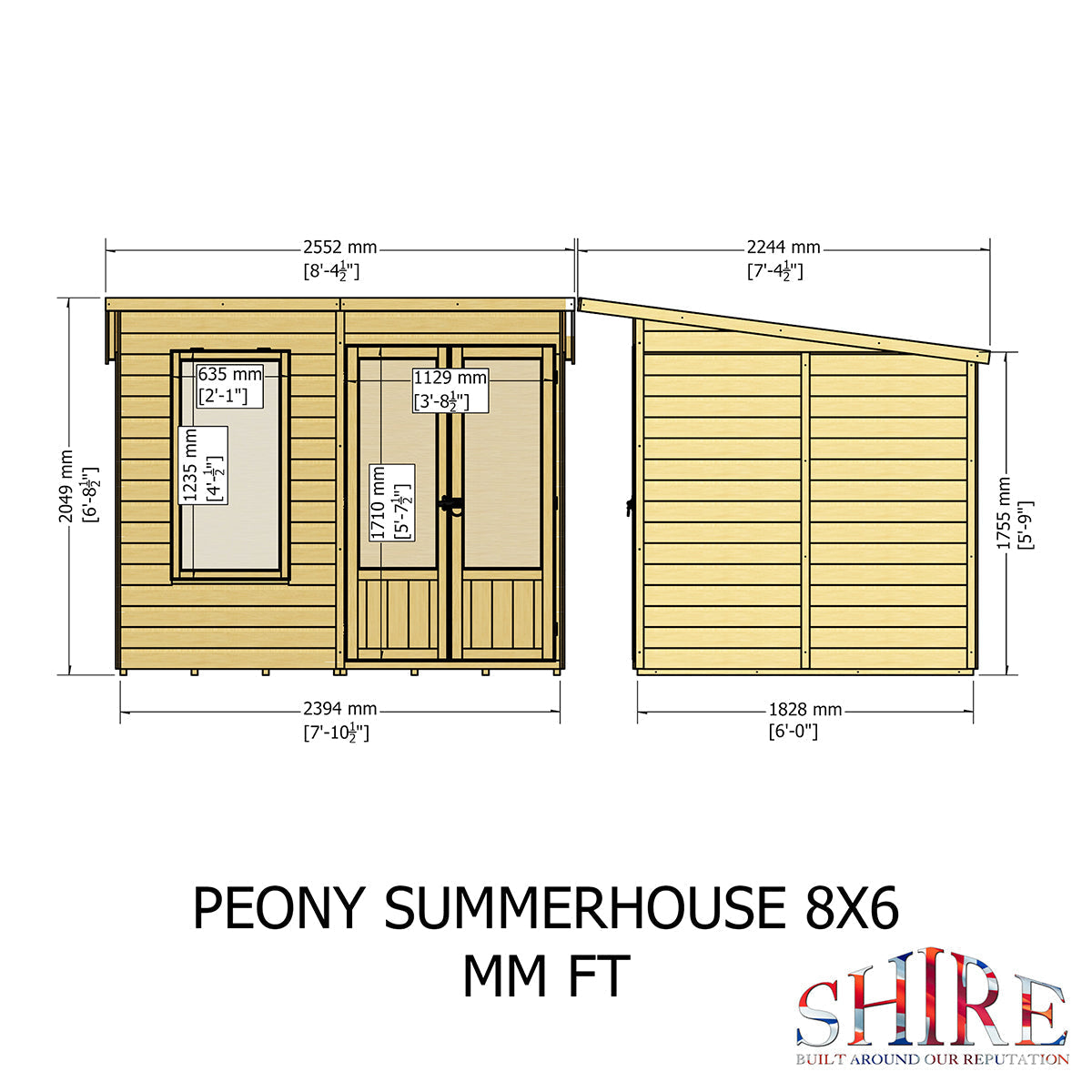 Shire Peony 12ft x 6ft Pent Summerhouse