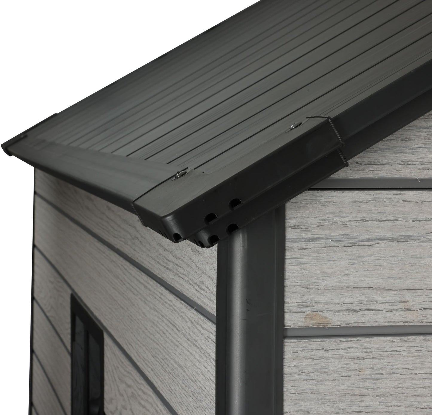 Pro Grade 6ft x 4ft Premium Plastic Garden Shed Double Door - Grey/Anthracite Wood Touch Texture